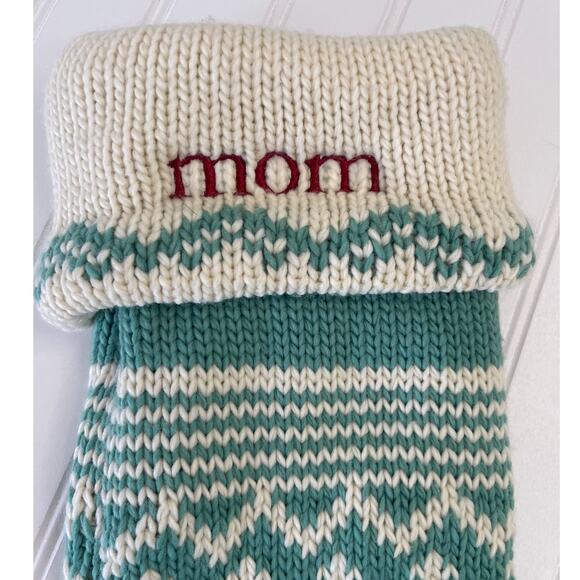 Pottery Barn Snowman Knit Stocking Holidays Mom Monogram - Picture 4 of 9